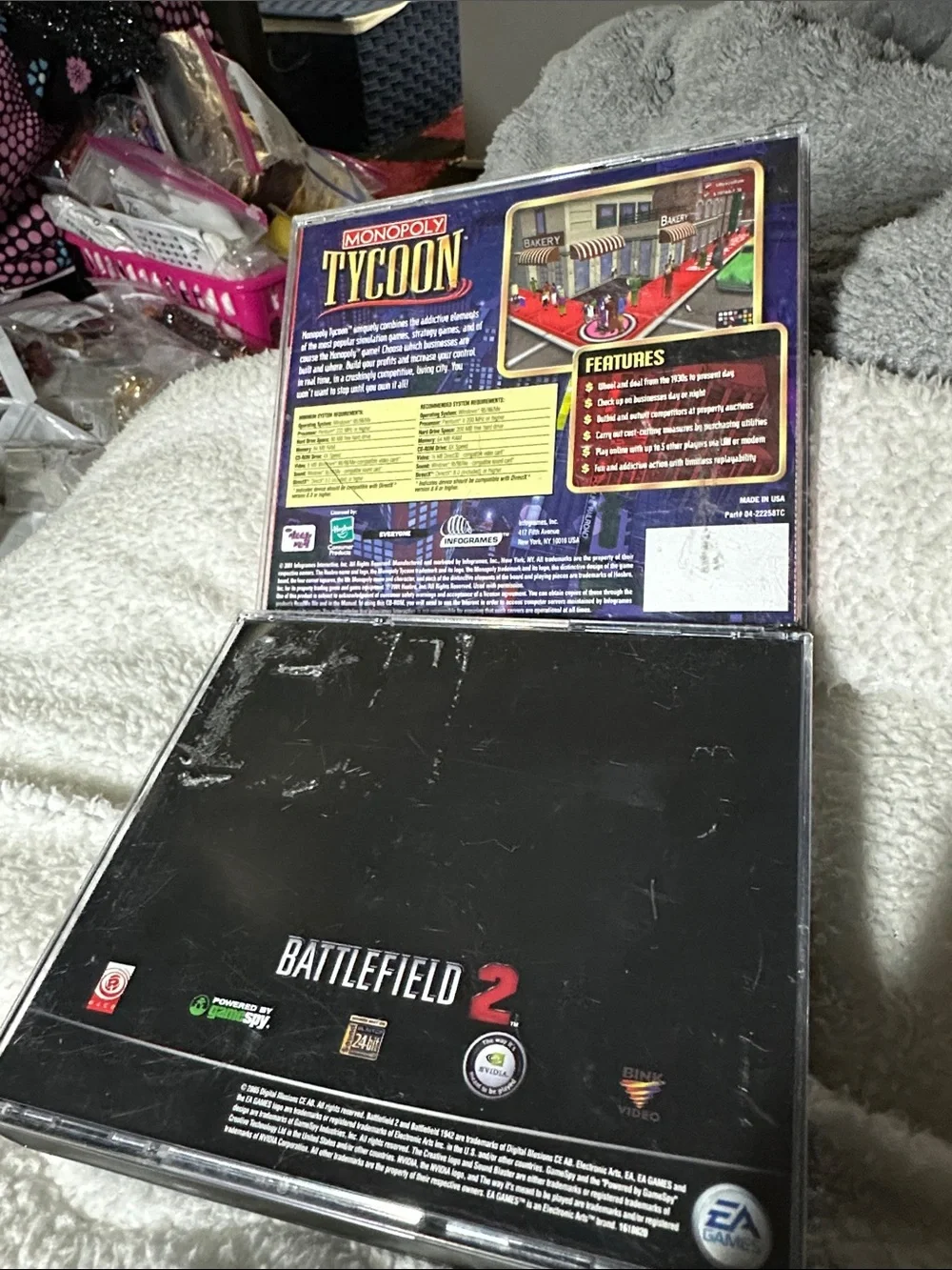 Battlefield 2 -Video Game(disc #4 missing)& Monopoly TYCOON(case broken)